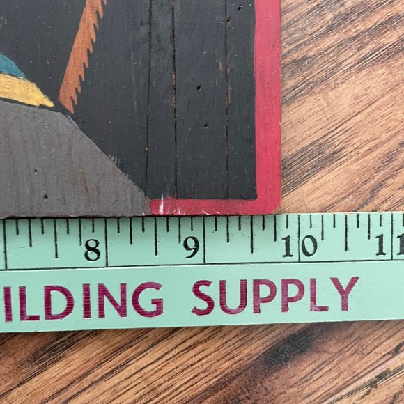 Vintage Hand-Painted Colonial American Folk Wall Art Portrait 1960s Primitive - Picture 4 of 5